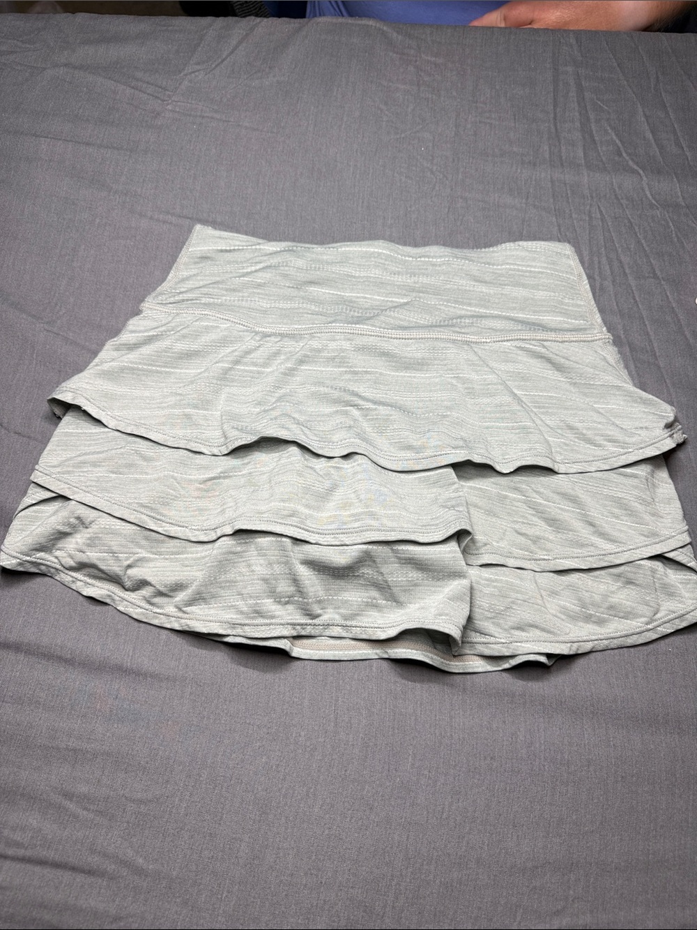 Athleta Light Gray Tiered Ruffle Mini Skirt